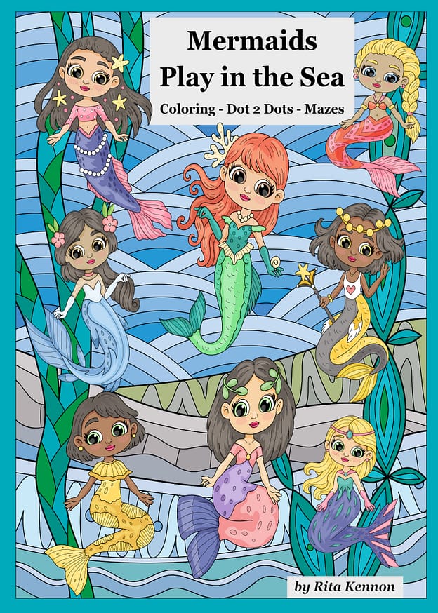 Mermaids Play in the Sea: Coloring - Dot 2 Dots - Mazes