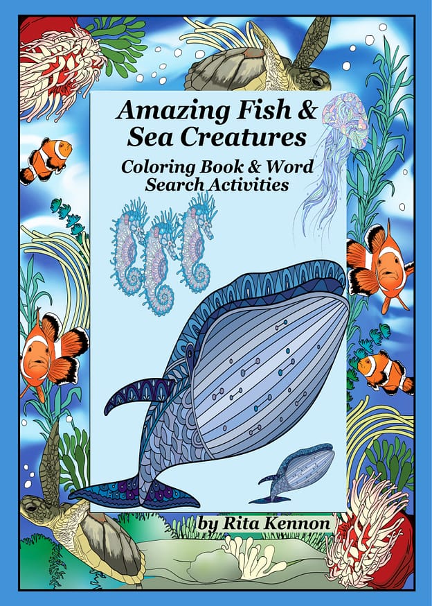 Amazing Fish & Sea Creatures Coloring Book & Word Search Activities